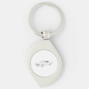 Svartvit Chevy Chevelle teckning 1967 Swirl Silverfärgad Nyckelring