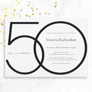 Svartvit Chic - minimalistisk överraskning 50:e fö Inbjudningar