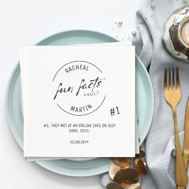Svartvit Chic Modern Roligt Facts Bröllop Pappersservett
