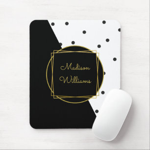 Svartvit Chic Polka dots med Namn Musmatta