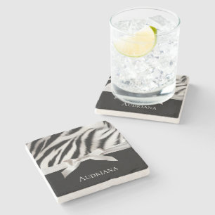 Svartvit Chic Zebra tryck Bow Stenunderlägg