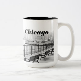 Svartvit Chicago fotomugg Två-Tonad Mugg