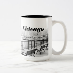 Svartvit Chicago fotomugg Två-Tonad Mugg