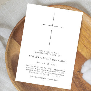 Svartvit Christening Gender Neutral Baptism Inbjudningar