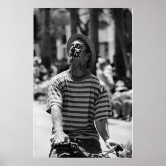 svartvit clown poster