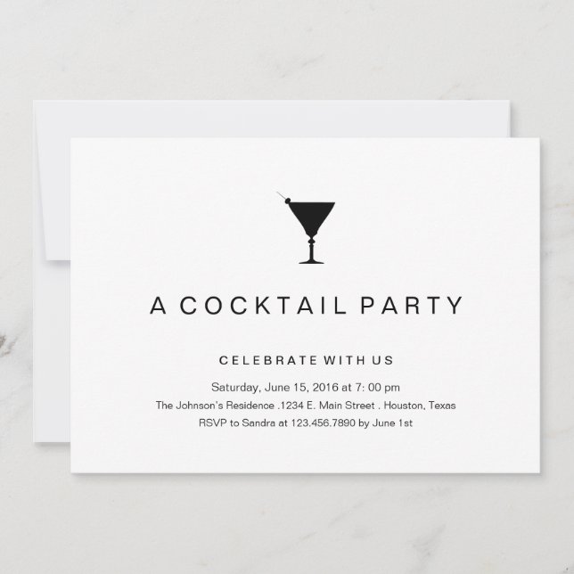 Svartvit cocktailpartyinbjudan inbjudningar (Framsida)