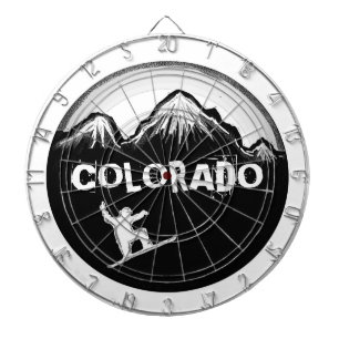 Svartvit Colorado snowboarder art dart board Darttavla