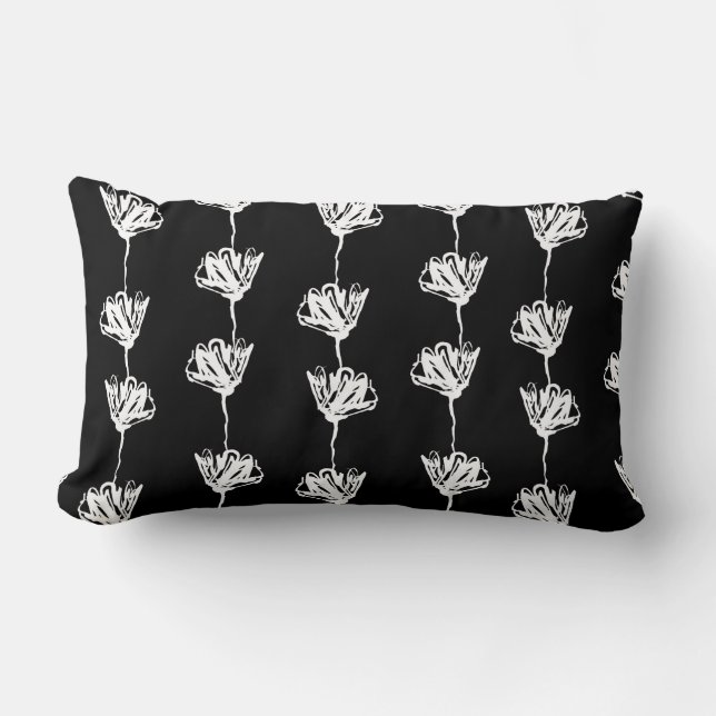 Svartvit Contemporary Tulip Rand Lumbarkudde (Framsida)