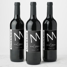 Svartvit Contemporary Vinflaska Etikett