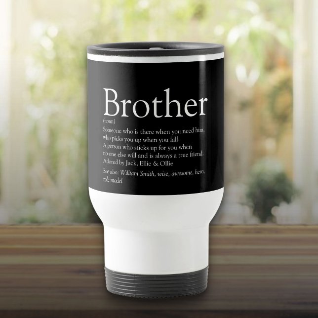 Svartvit Coola Bästa någonsin Brother Definition Resemugg (Black and White Cool Best Ever Brother Definition Travel Mug)