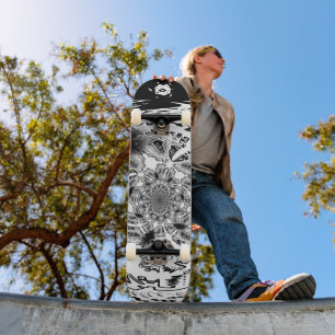 Svartvit coola mini skateboard bräda 18,5 cm