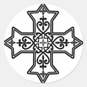 Svartvit Coptic kor Runt Klistermärke