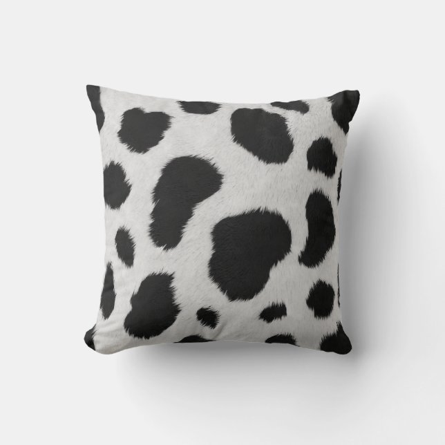 Svartvit Cowhide faux päls rand mönster Kudde (Framsida)