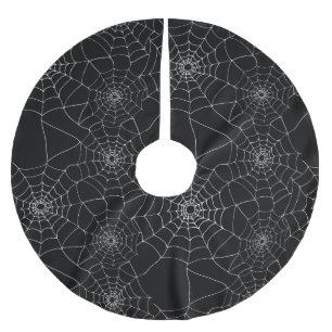 Svartvit Creepy Goth-Spindelnätet Cobwebs Julgransmatta Borstad Polyester