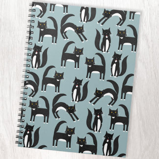 Svartvit Cute Tuxedo Kattunge Mönster Anteckningsbok