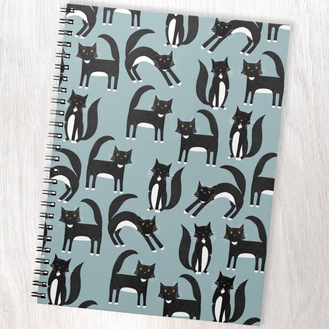 Svartvit Cute Tuxedo Kattunge Mönster Anteckningsbok (Black and white tuxedo kitty cat pattern notebook)