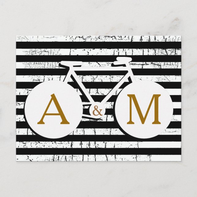 svartvit cykel i monogrammet vykort (Framsida)
