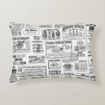 Svartvit dagstidning tryckt accentkudde