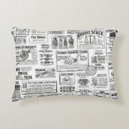 Svartvit dagstidning tryckt accentkudde prydnadskudde