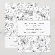 Svartvit daisy blomma ro mönster bröllop