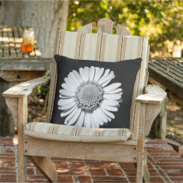 Svartvit Daisy Blommigt Art Botaniskt fotografi Kudde