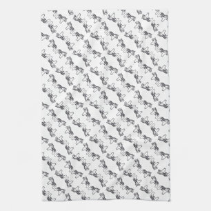 Svartvit Dala Horses Dishtowel Kökshandduk