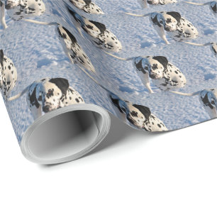 Svartvit Dalmatisk Hund Snowy Day Presentpapper