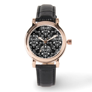 Svartvit Damask Armbandsur