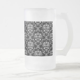 Svartvit Damask Frostat Ölglas