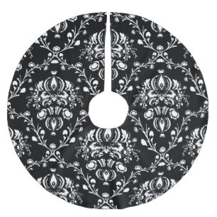 Svartvit Damask Julgransmatta Borstad Polyester