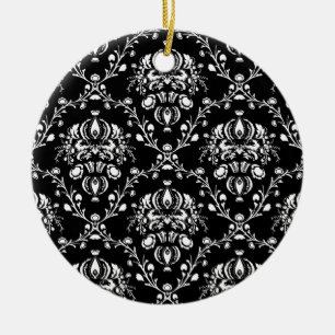 Svartvit Damask Julgransprydnad Keramik