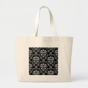 Svartvit Damask Jumbo Tygkasse