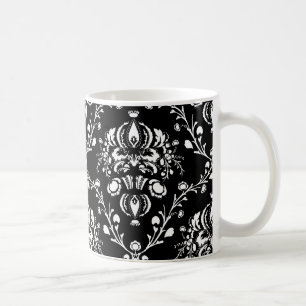 Svartvit Damask Kaffemugg