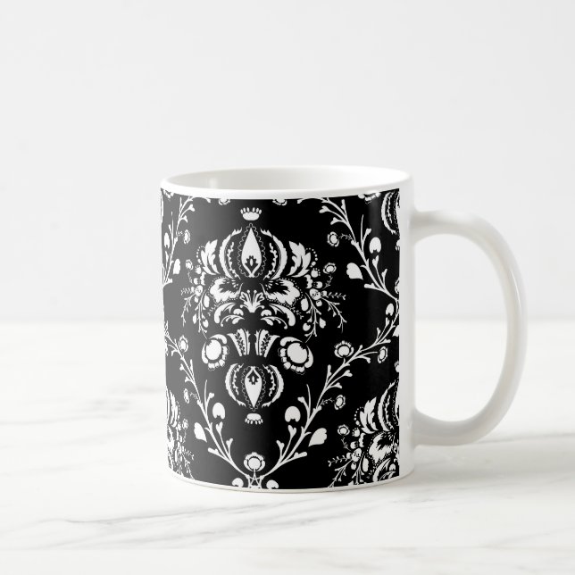Svartvit Damask Kaffemugg (Höger)