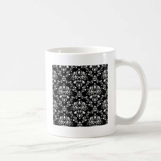 Svartvit Damask Kaffemugg (Höger)