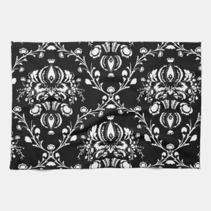 Svartvit Damask Kökshandduk