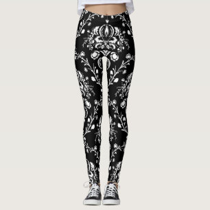 Svartvit Damask Leggings