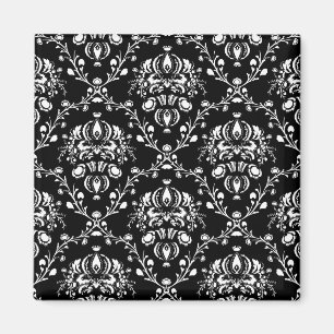 Svartvit Damask Magnet