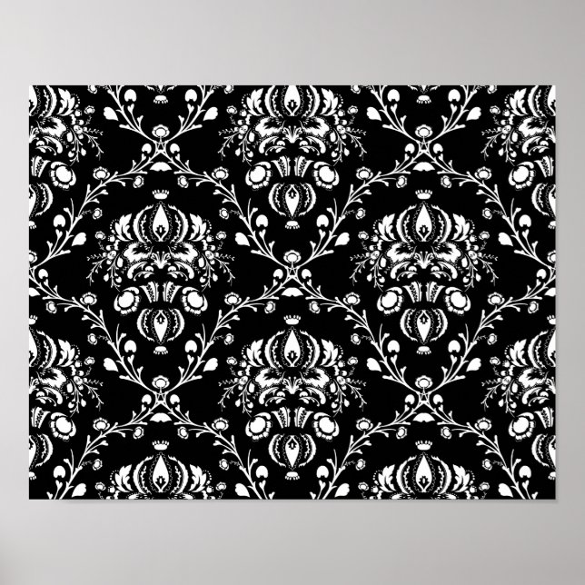 Svartvit Damask Poster (Framsidan)