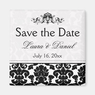 Svartvit Damask Spara datum magneter