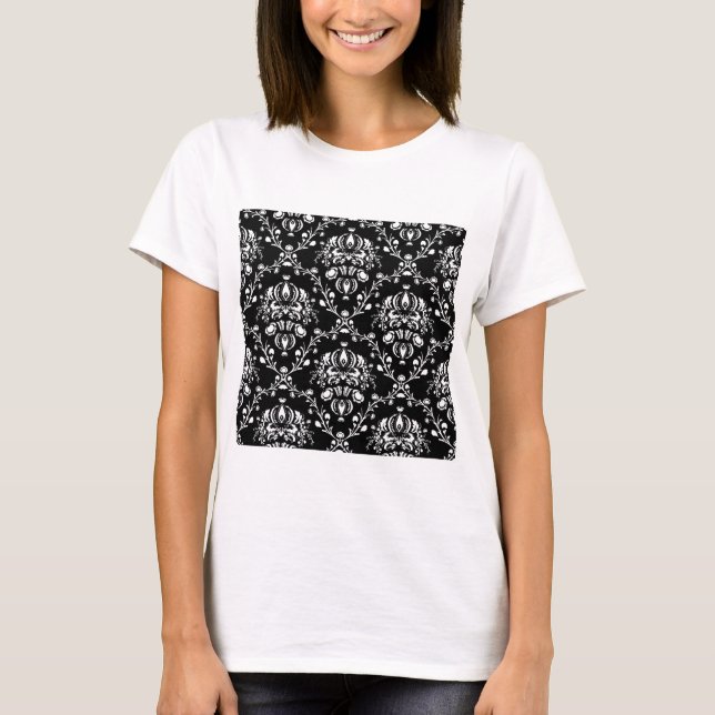 Svartvit Damask Tee Shirt (Framsida)