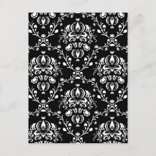Svartvit Damask Vykort