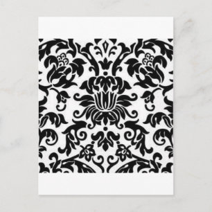 Svartvit Damask Vykort