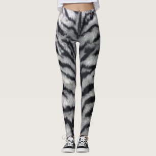 Svartvit damasker för tryck för tigerrandpäls leggings
