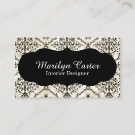 Svartvit damastast elegant inre formgivare visitkort