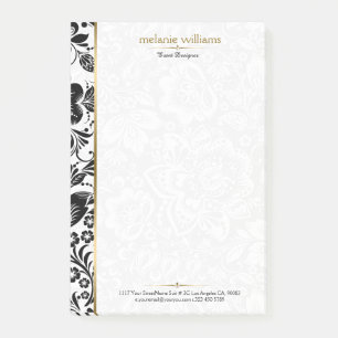 Svartvit damm guld accent post-it block