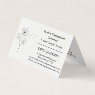 Svartvit Dandelion Senior Assion Caregiver Visitkort