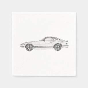 Svartvit Datsun 240Z Pencil Stil Teckning Pappersservett