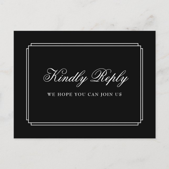 Svartvit Deco Sång-OSA-vykort för begäran Inbjudan Vykort (Framsida)