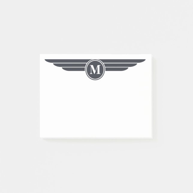 Svartvit Deco Stil med Monogram Post-it Block (Framsida)